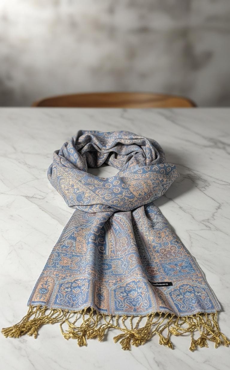Azure Mist Heritage Premium Pashmina Shawl