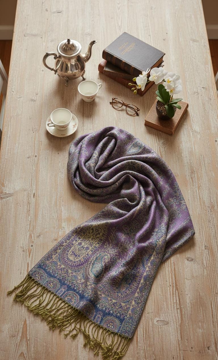 Lavender Frost Heritage Premium Pashmina Shawl