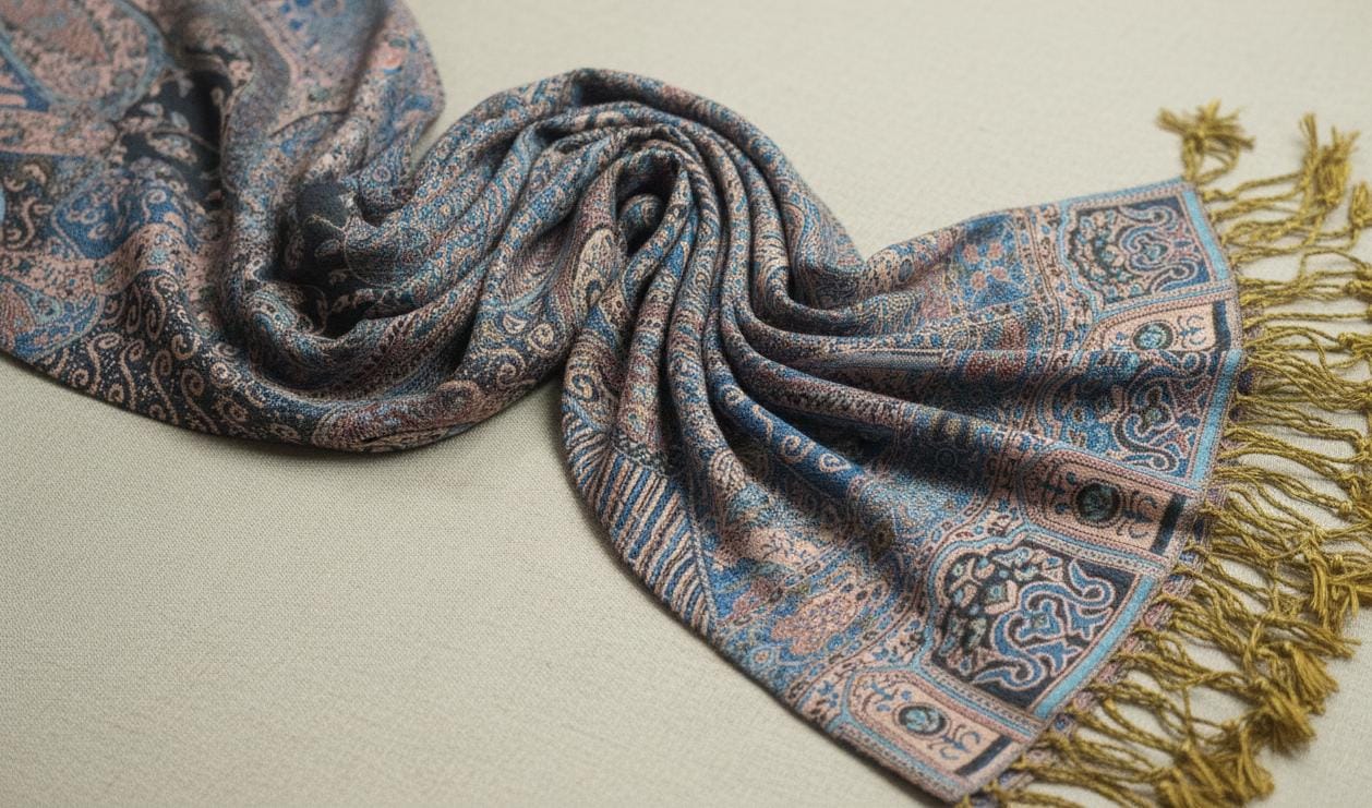 Azure Heritage Paisley Premium Pashmina