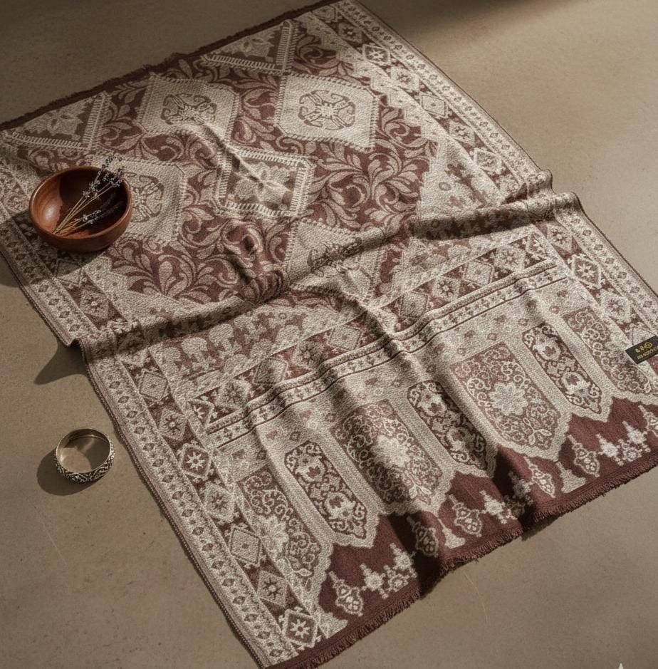 Cocoa Silver Heirloom Kaani Pashmina Shawl