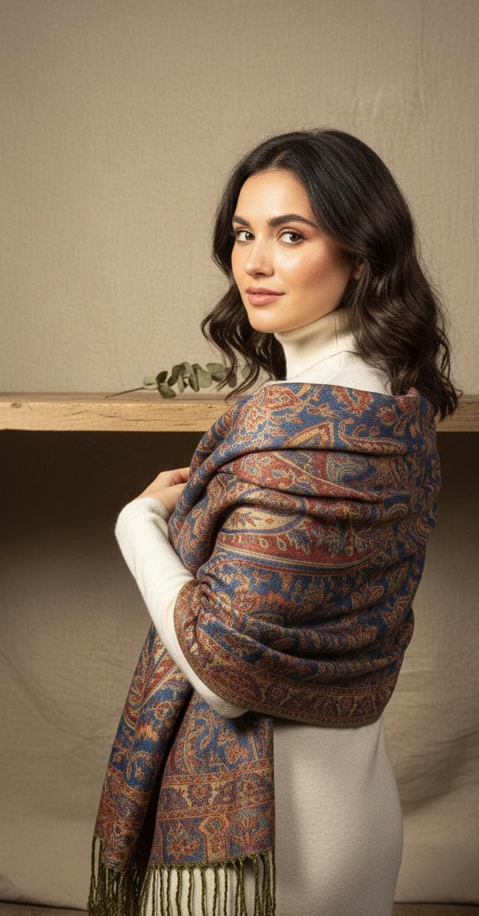 Midnight Rust Heritage Premium Pashmina Shawl