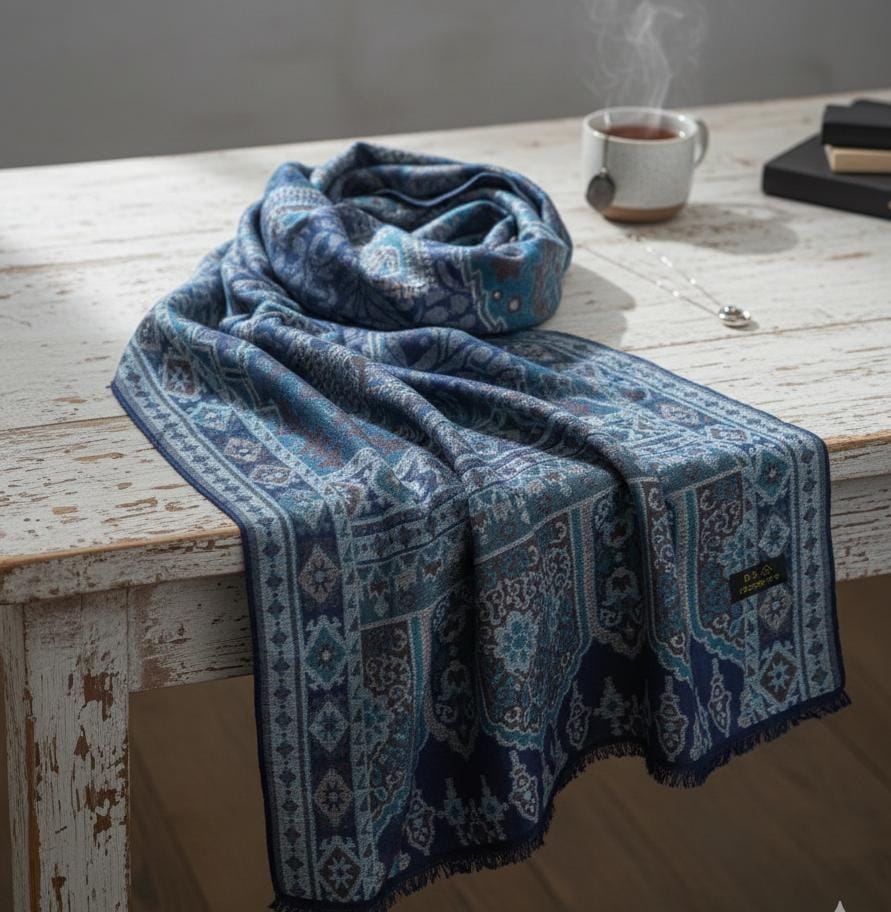 Nordic Indigo Heritage Kaani Pashmina Shawl