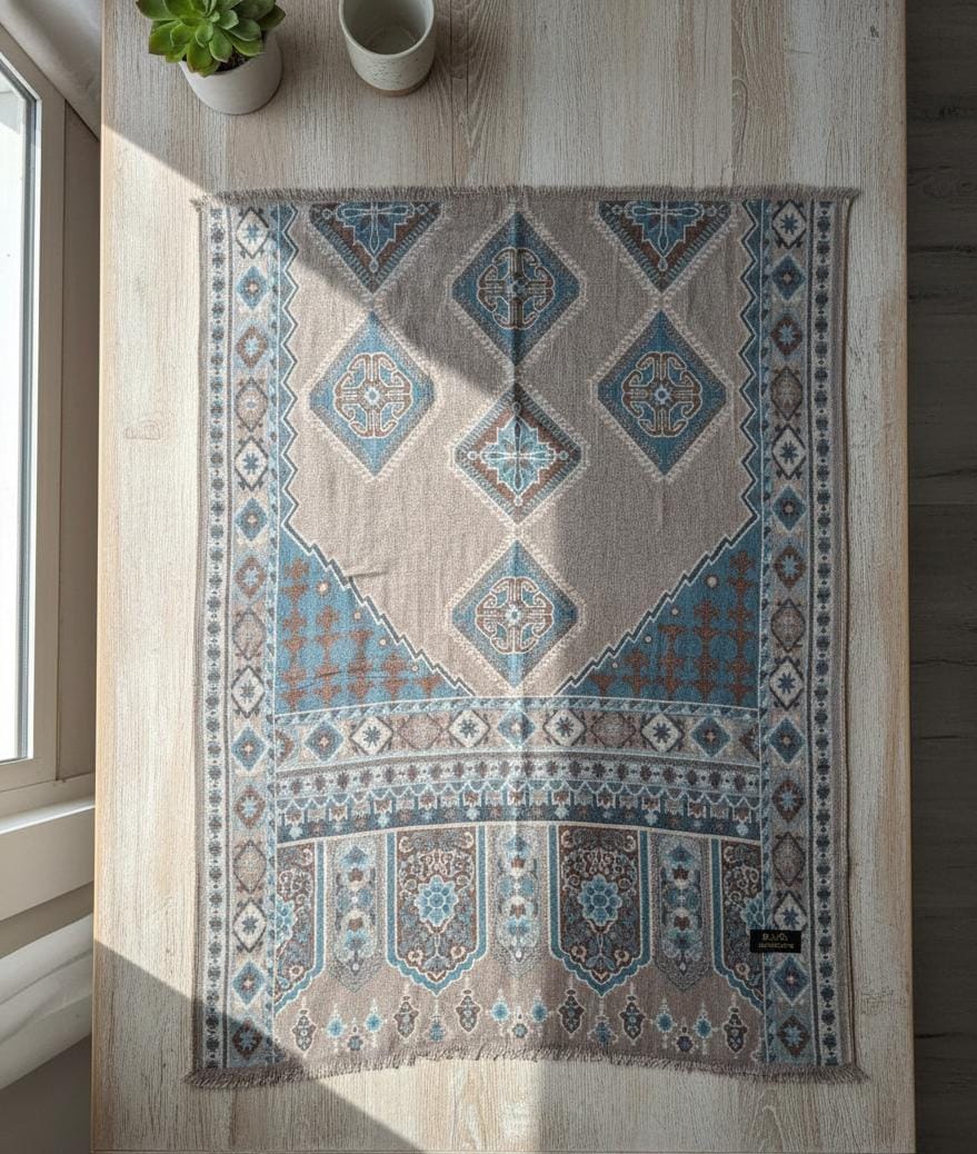 Sandstone Azure Heritage Kaani Pashmina Shawl