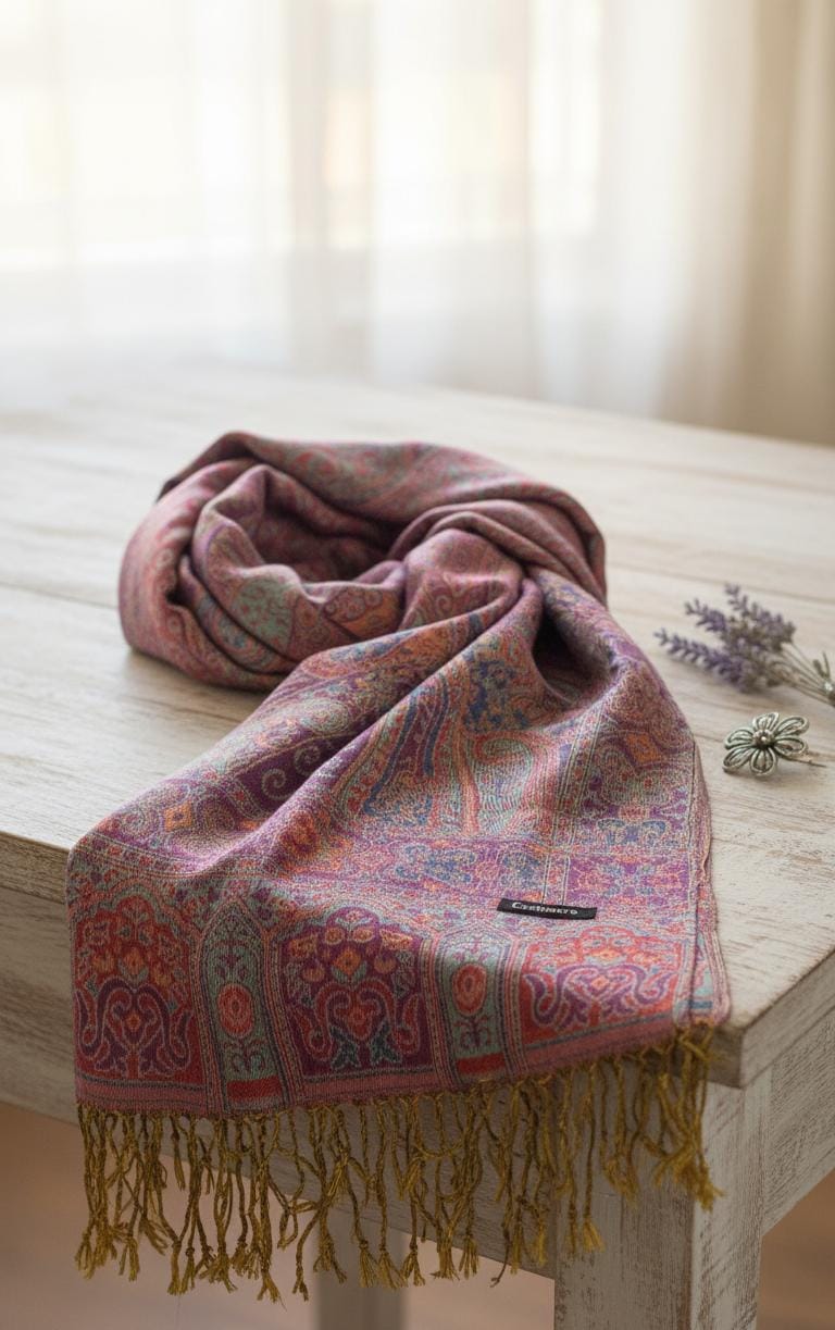 Magenta Sunset Heritage Premium Pashmina Shawl