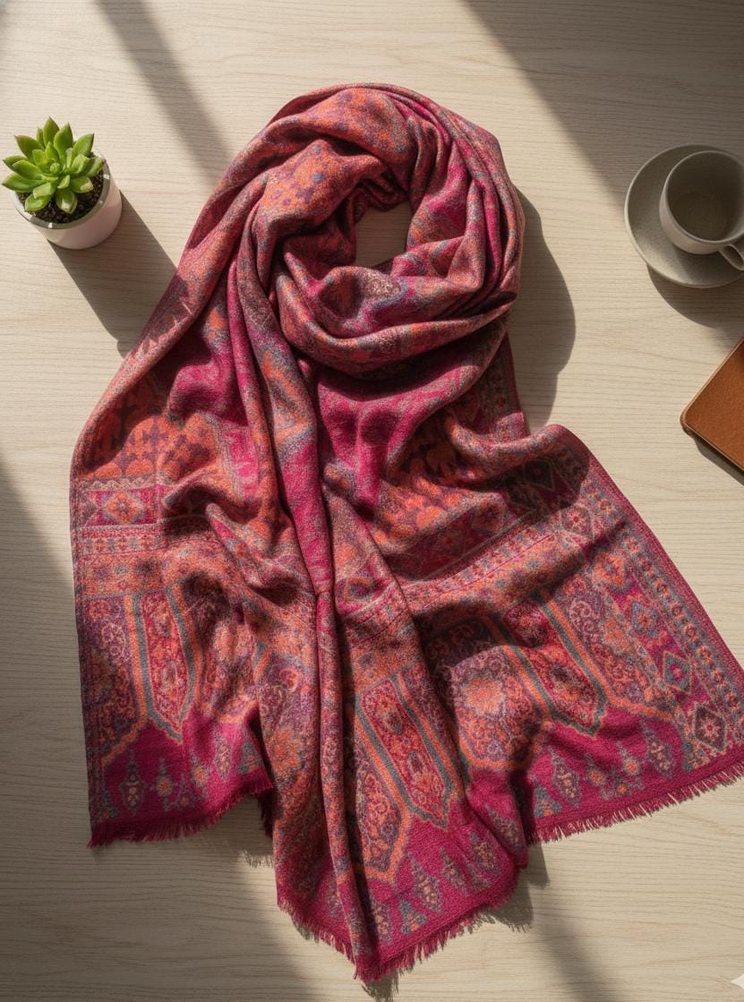 Magenta Hearth Heritage Kaani Pashmina Shawl
