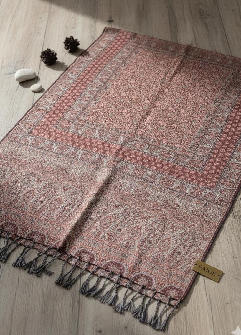 Blush Taupe Tapestry Jacquard Pashmina Shawl