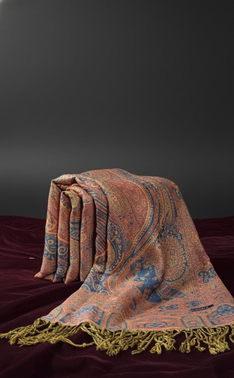Copper Indigo Grandeur Premium Pashmina Shawl