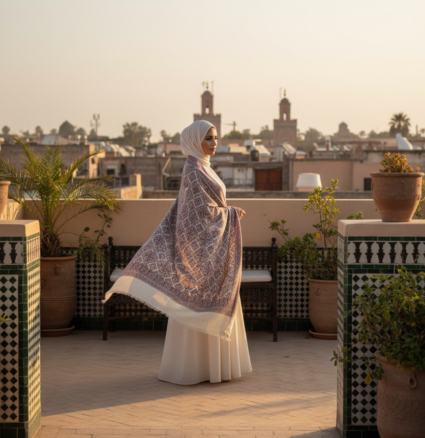 Kastoori Zareen Reversible Ruby Shawl