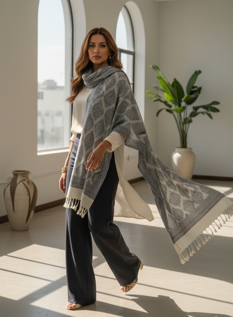 Kastoori Zari Reversible Forest Shawl