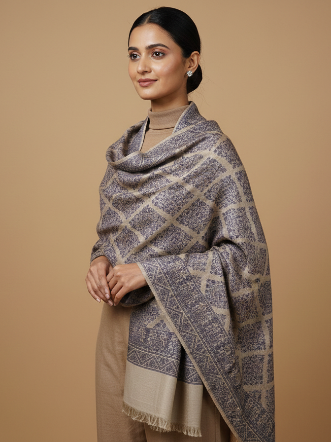 Kastoori Neelam Reversible Diamond Shawl