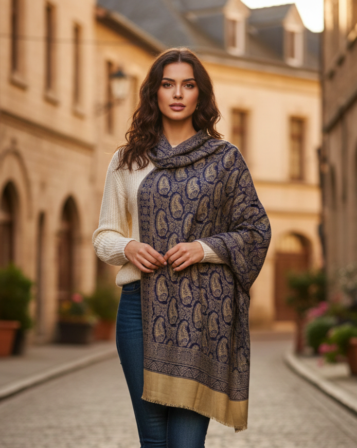 Kastoori Neelam Reversible Diamond Shawl