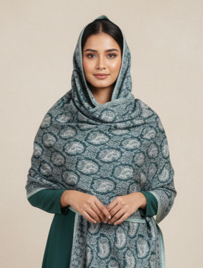 Kastoori Firoza Reversible Boteh Shawl